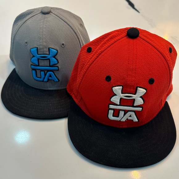 Two Under Armour Hats - Fitted & Embroidered. EUC - Boys Sm/Md - Picture 1 of 5